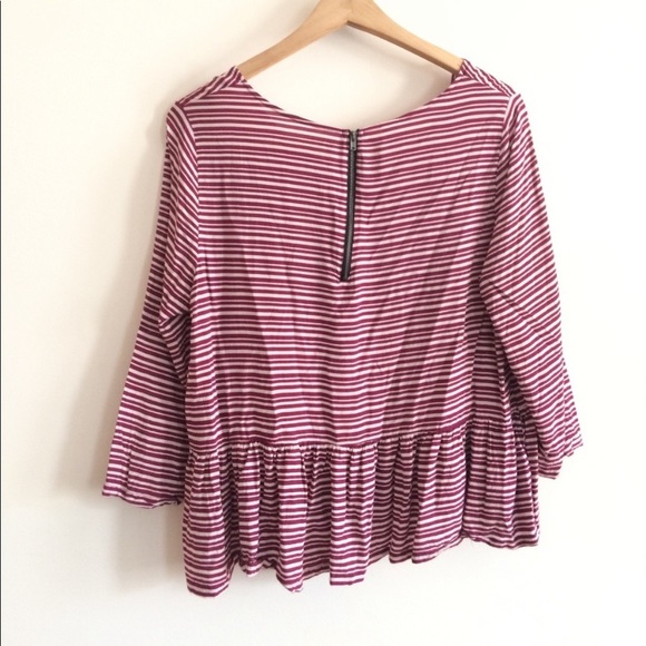 Bongo Pinstriped Peplum Style Blouse with Red Stripes - Picture 4 of 4